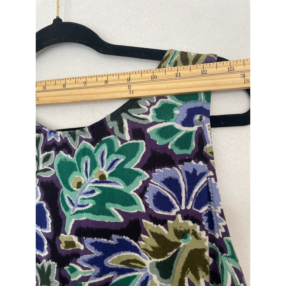 Erika Floral Dress Womens Small Purple Green Rayon Button Front Midi Vintage 90s - Picture 10 of 11
